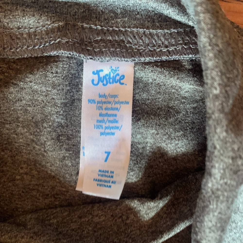 JUSTICE Girls Size 7 charcoal gray gymnastics/dance shorts